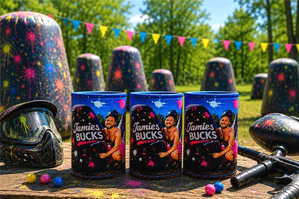 Bucks party paintball stubby coolers