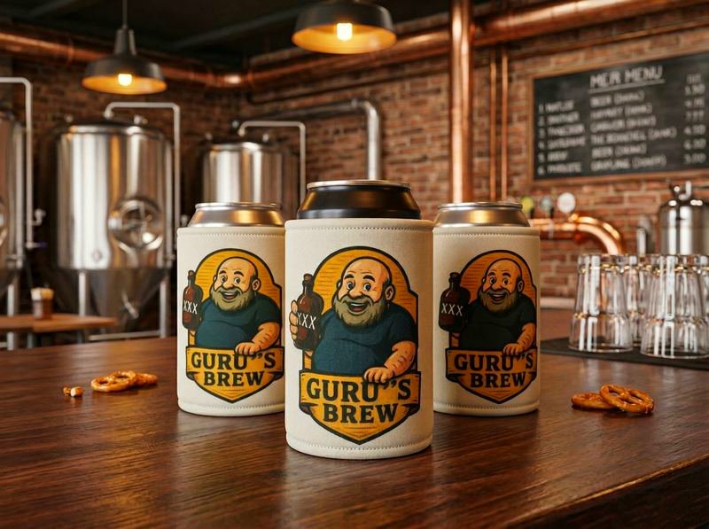 Corporate and promotional stubby coolers with company logo — branded stubby holders for business events and trade shows