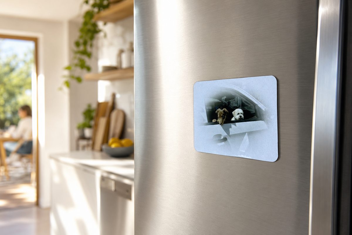 Personalised photo fridge magnet of two dogs
