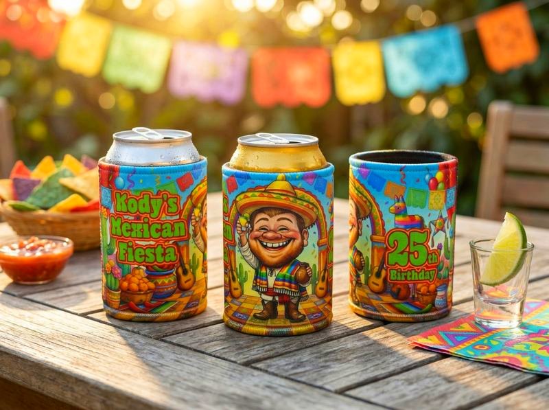 Custom stubby coolers with any design, logo or photo — bucks party, hens party and event stubby holders Australia