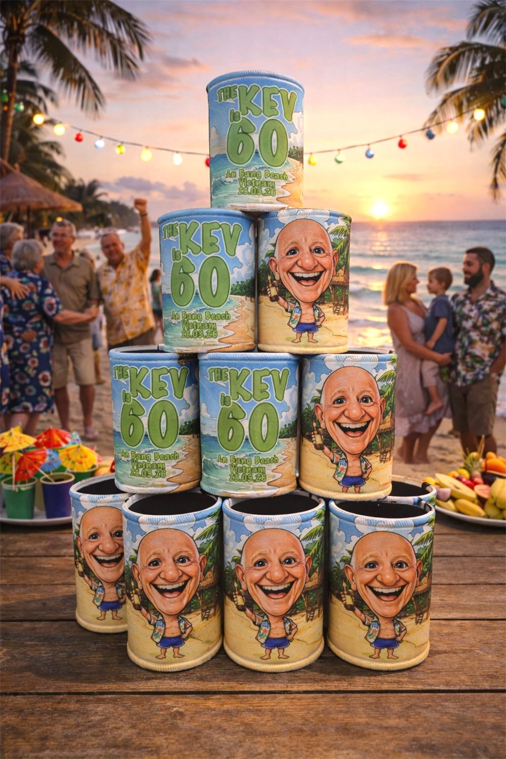 Slimline can cooler with a custom photo design